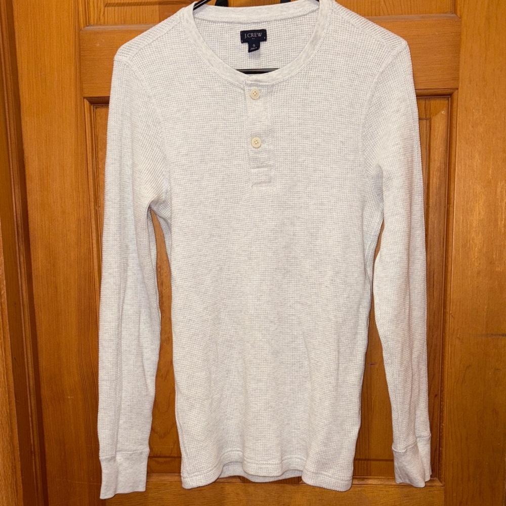 J.‎ Crew Men's Light Gray Henley Long Sleeve Shirt